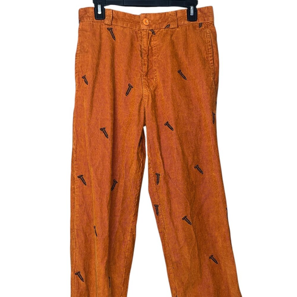 Orange Corduroy Urban Outfitters Pants with Embroidered Screws 30 x 30 USED